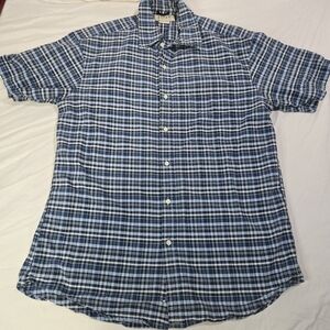 J. CREW 💯 Cotton Blue Plaid Men's Button Up Short Sleeve Shirt